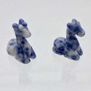 Graceful 2 Carved Sodalite Giraffe Beads | 21x16x9mm | Blue/White - PremiumBead Alternate Image 3