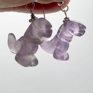 Amethyst Tyrannosaurus Rex Sterling Silver Drop Earrings| 1.5" Long | Purple |