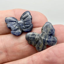 Load image into Gallery viewer, Flutter 2 Carved Sodalite Butterfly Beads | 18x21x5mm | Blue white - PremiumBead Alternate Image 4
