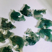 Load image into Gallery viewer, Carved Moss Agate Jumping Dolphin Bead | 35x25x5mm | Green - PremiumBead Alternate Image 2
