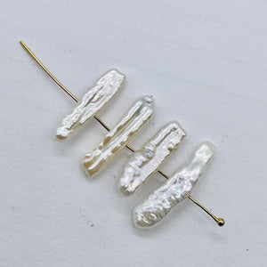 4 Creamy White Center-Drilled FW Stick Pearls 6849
