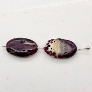 Purple Spine Oyster Shell Oval | 16x10x5 | Purple Orange | 2 Bead(s)