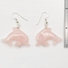 Load image into Gallery viewer, Rose Quartz Sterling Silver Dolphin Drop/Dangle Earrings| 1 3/4&quot; Long | Pink |

