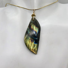 Load image into Gallery viewer, Labradorite 14K Gold Filled Drop Pendant | 2 1/2&quot; Long | Yellow Rainbow |
