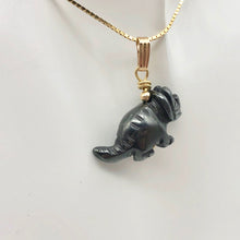 Load image into Gallery viewer, Hematite Triceratops Dinosaur with 14K Gold-Filled Pendant 509303HMG - PremiumBead Alternate Image 2

