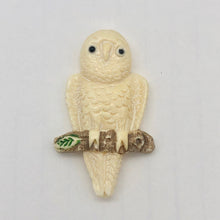 Load image into Gallery viewer, Waterbuffalo Bone Owl on Perch | 40x24x6.5mm | Cream/Brown/Green | 1 Bead | - PremiumBead Alternate Image 4
