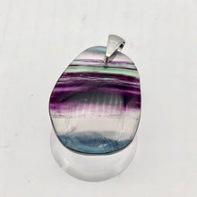 Load image into Gallery viewer, Fluorite Freeform Sterling Silver Pendant Dramatic| 1 3/4&quot; | Purple/Teal |Oval | - PremiumBead Alternate Image 5
