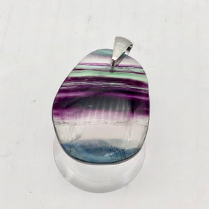 Fluorite Freeform Sterling Silver Pendant Dramatic| 1 3/4" | Purple/Teal |Oval | - PremiumBead Alternate Image 5