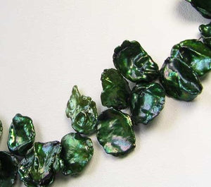 8 Designer Green 10 to 12mm Corn Flake Keishi Pearls 009062I - PremiumBead Alternate Image 2