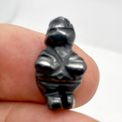 FERTILE! Carved Hematite Goddess of Willendorf Figurine | 20x10x9mm | Silver - PremiumBead Primary Image 1