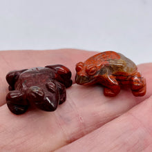 Load image into Gallery viewer, Stone Charming Carved Brecciated Jasper Frog Figurine | 22x12.5x9mm | Red
