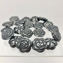 Load image into Gallery viewer, Bloomin&#39; Carved Hematite Rose Flower Figurine Worry Stone | 21x7mm | Silver Black - PremiumBead Alternate Image 8
