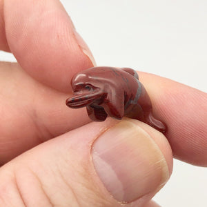 2 Carved Brecciated Jasper Jumping Dolphin Beads | 26x13.5x7.5mm | Red/Grey - PremiumBead Alternate Image 4