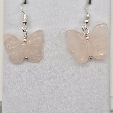 Flutter Rose Quartz Butterfly Sterling Silver Earrings | 1 1/4 inch long | - PremiumBead Primary Image 1