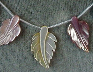 Abalone Pink and Golden Mother of Pearl Shell Carved Leaf Bead Strand 104321B - PremiumBead Alternate Image 5