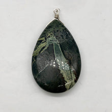 Load image into Gallery viewer, Tsunami Stone Briolette Sterling Silver Pendant | 2 3/4&quot; Long | Green, White | 1
