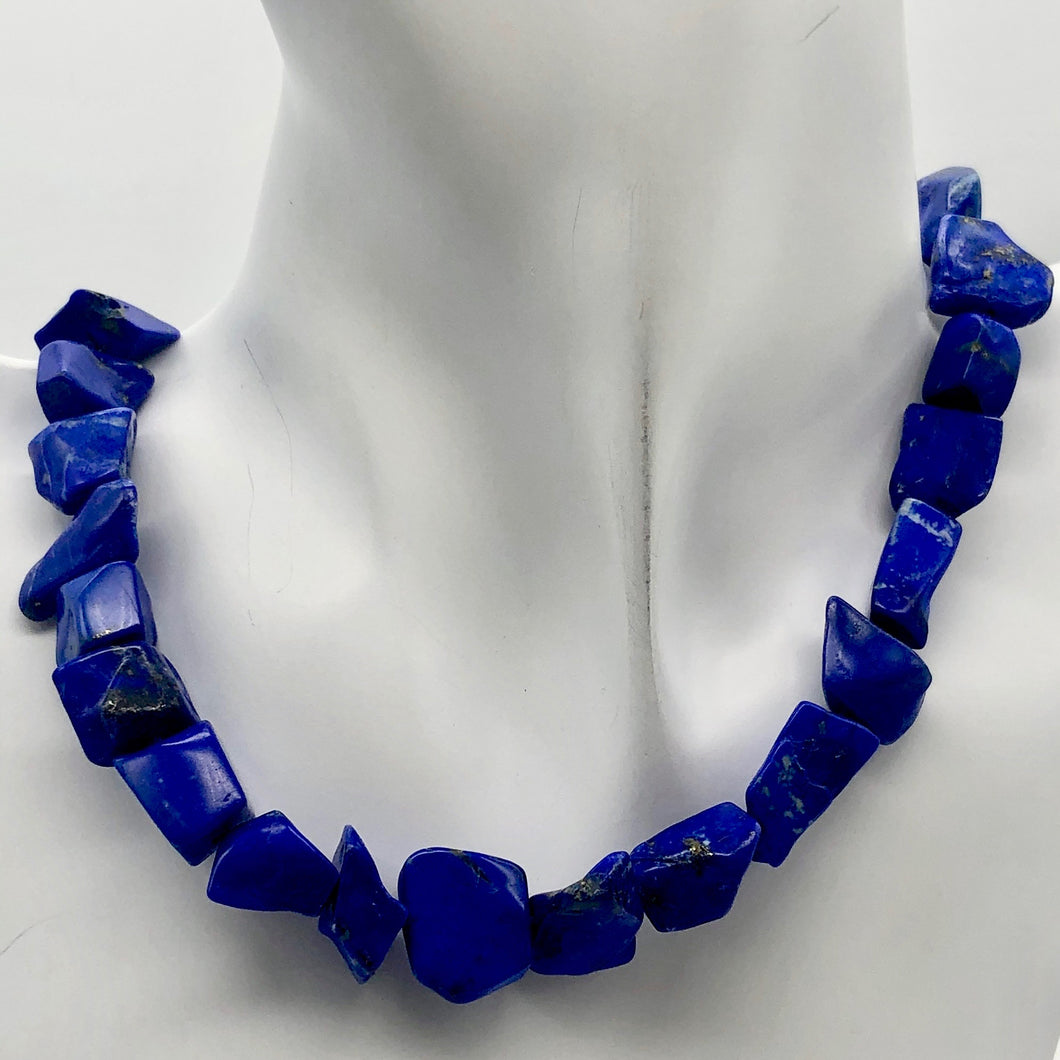 Intense! Natural Gem Quality Lapis Lazuli Bead Strand | 35 beads | 14x11x6mm | - PremiumBead Primary Image 1