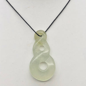 Hand Carved Translucent Serpentine Infinity Pendant with Black Cord 10821Z - PremiumBead Alternate Image 2
