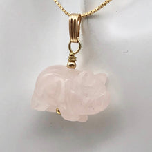 Load image into Gallery viewer, Rose Quartz Pig Pendant Necklace | Semi Precious Stone Jewelry | 14k Pendant
