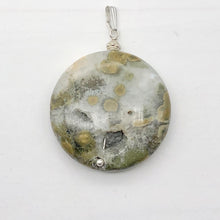 Load image into Gallery viewer, Ocean Jasper White Crystal Round Sterling Silver Pendant | 2&quot; Long | Gold |
