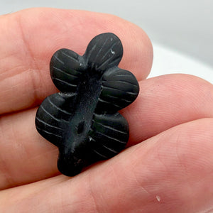 1 Carved Matte Onyx Butterfly Flower Focal Bead | 26x20x4mm | Black - PremiumBead Alternate Image 9