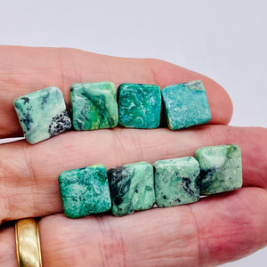 4 Beads of Mojito Mint Green Turquoise Square Coin Beads 7412C