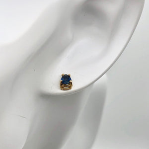 Blue Sapphire 14K Gold Pear shape Earrings | 5x4mm | Blue | Stud | - PremiumBead Alternate Image 4