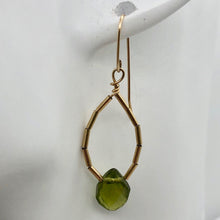 Load image into Gallery viewer, Natural Green Peridot Briolette &amp;14k Earrings 200867 - PremiumBead Alternate Image 2
