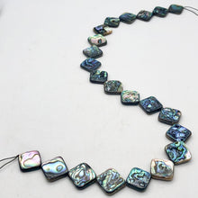 Load image into Gallery viewer, Blue Sheen Abalone 15mm Square Pendant Bead Strand - PremiumBead Alternate Image 3
