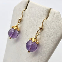 Load image into Gallery viewer, Royal Natural Amethyst 22K Gold Over Solid Sterling Earrings 310453A1x - PremiumBead Alternate Image 3
