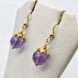 Royal Natural Amethyst 22K Gold Over Solid Sterling Earrings 310453A1x - PremiumBead Alternate Image 3