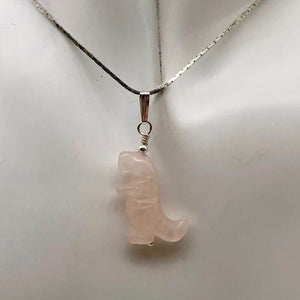 Rose Quartz Tyrannosaurus Rex Dinosaur Pendant Necklace|Sterling Silver Jewelry - PremiumBead Alternate Image 3