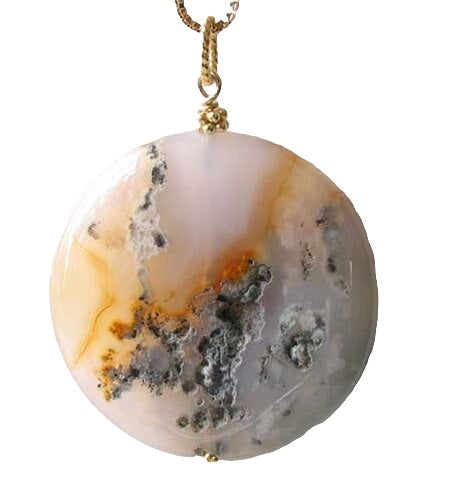 Shimmer! Large Ocean Jasper with Druzy 14Kgf Pendant 510561G