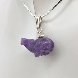 Purple Amethyst Whale and Sterling Silver Pendant | 7/8" Long | 509281AMS - PremiumBead Alternate Image 3