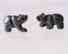 Load image into Gallery viewer, Roar! 2 Hand Carved Natural Hematite Bear Beads 9252Hm | 13x18x7mm | Silver black - PremiumBead Primary Image 1
