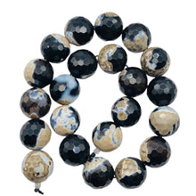 Load image into Gallery viewer, Agate Faceted Statement Strand Round | 18mm | Black/White/Brown | 22 Beads |

