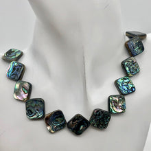 Load image into Gallery viewer, Blue Sheen Abalone 15mm Square Pendant Bead Strand - PremiumBead Primary Image 1
