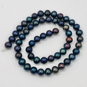 Fresh Water Pearl Strand Round | 8 mm | Blue/Purple | 54 Beads |
