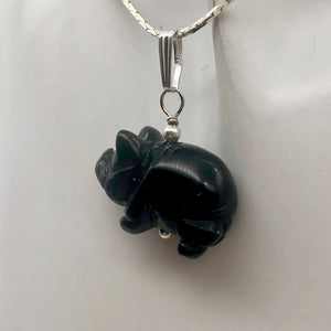Black Obsidian Pig Pendant Necklace |Semi Precious Stone Jewelry|Silver Pendant| - PremiumBead Alternate Image 6