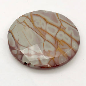 Picture Jasper Round Coin Pendant Bead | 50mm x 10mm | 1 Bead |