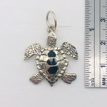 Load image into Gallery viewer, Turtle in Sterling Silver with Onyx Accent Pendant | 1 1/4&quot; Long | Silver |
