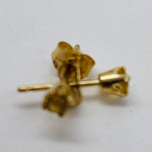 Citrine 14K Yellow Gold Stud Round Earrings | 3mm | Yellow | 1 Pair |