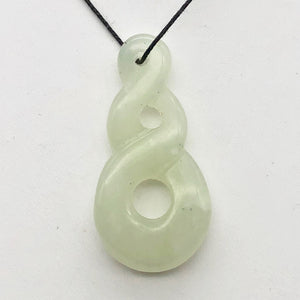 Hand Carved Serpentine Infinity Pendant with Simple Black Cord 10821o - PremiumBead Alternate Image 2