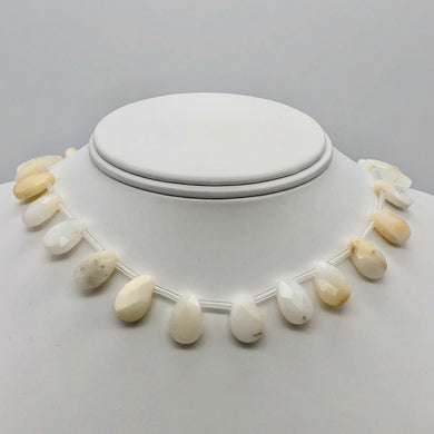 Pristine Briolette White Dendritic 15x10mm Opal Bead Strand 104656 - PremiumBead Primary Image 1