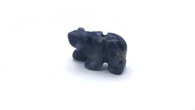 Load and play video in Gallery viewer, Hand-Carved Natural Sodalite Bear Bead Figurine | 13x18x7mm | Blue White
