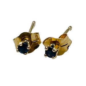 Sapphire 14K Gold 2mm Stud Round Earrings | 2mm | Blue | 1 Pair |