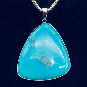 Natural Turquoise 65ct Sterling Silver Pendant | 2 1/4x1 3/4" | Blue/Clear | 1 |