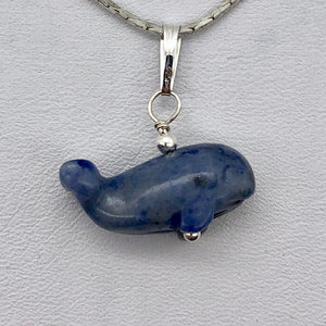 Sodalite Whale Pendant Necklace | Semi Precious Stone Jewelry | Silver Pendant - PremiumBead Primary Image 1