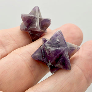 Kabbalah 2 Carved Amethyst Merkabah Star Beads 9288Am | 25x15x15mm | Purple - PremiumBead Alternate Image 3