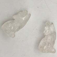 Load image into Gallery viewer, Howling New Moon 2 Carved Clear Quartz Wolf Coyote Beads | 21x11x8mm | Clear - PremiumBead Primary Image 1
